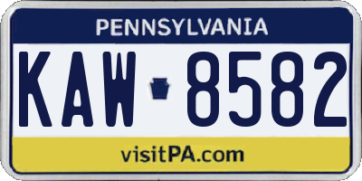PA license plate KAW8582