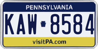 PA license plate KAW8584