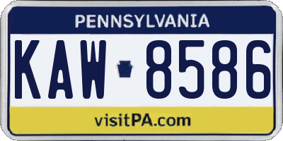 PA license plate KAW8586