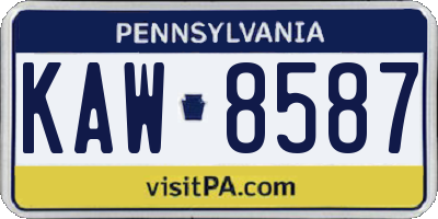 PA license plate KAW8587
