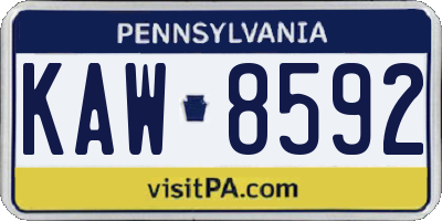 PA license plate KAW8592