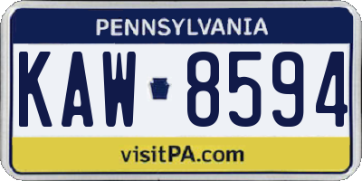 PA license plate KAW8594