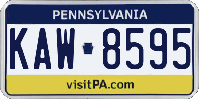 PA license plate KAW8595