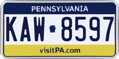 PA license plate KAW8597