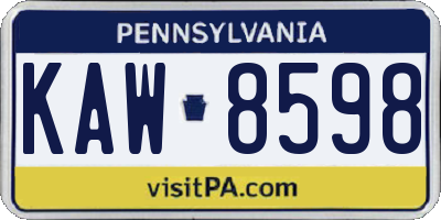 PA license plate KAW8598