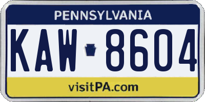 PA license plate KAW8604