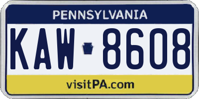 PA license plate KAW8608