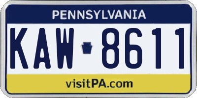 PA license plate KAW8611