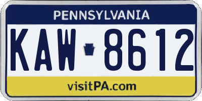 PA license plate KAW8612