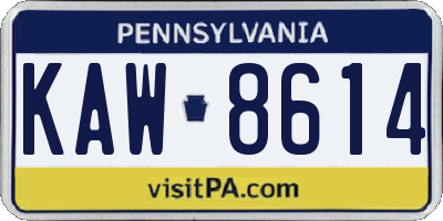 PA license plate KAW8614