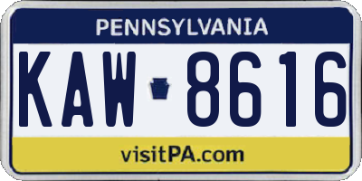 PA license plate KAW8616