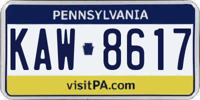 PA license plate KAW8617