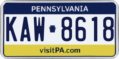 PA license plate KAW8618
