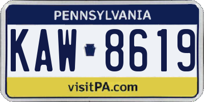 PA license plate KAW8619