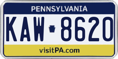 PA license plate KAW8620