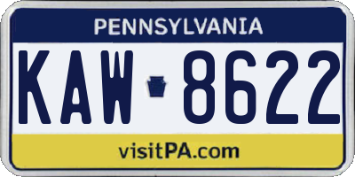 PA license plate KAW8622