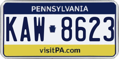 PA license plate KAW8623