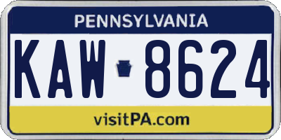 PA license plate KAW8624