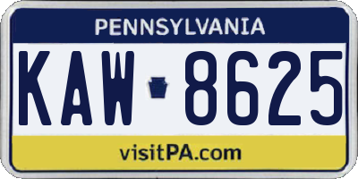 PA license plate KAW8625