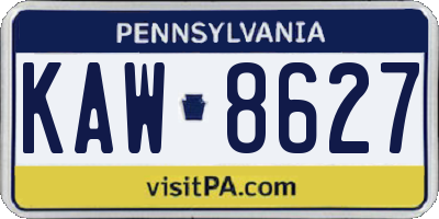 PA license plate KAW8627