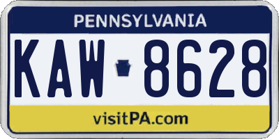 PA license plate KAW8628