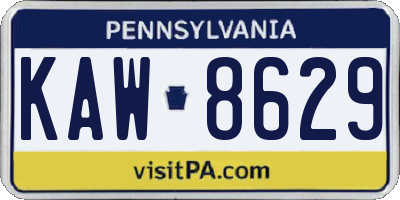 PA license plate KAW8629