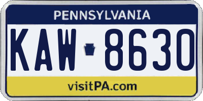 PA license plate KAW8630