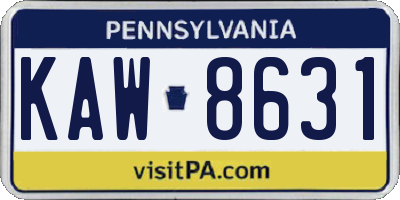 PA license plate KAW8631