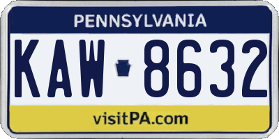 PA license plate KAW8632