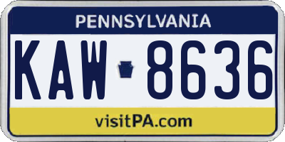 PA license plate KAW8636