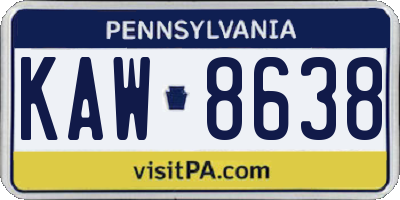 PA license plate KAW8638