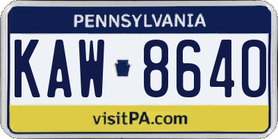 PA license plate KAW8640
