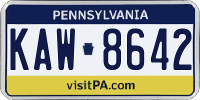 PA license plate KAW8642