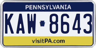 PA license plate KAW8643