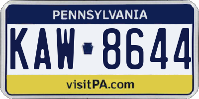 PA license plate KAW8644