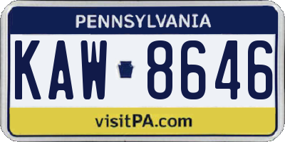 PA license plate KAW8646