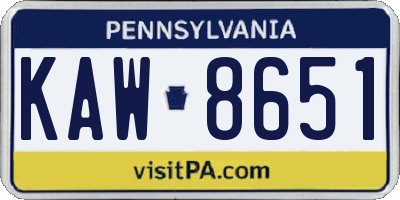 PA license plate KAW8651