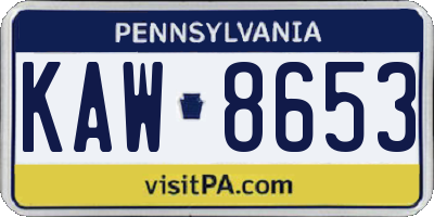 PA license plate KAW8653