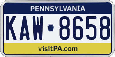 PA license plate KAW8658