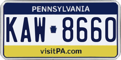 PA license plate KAW8660