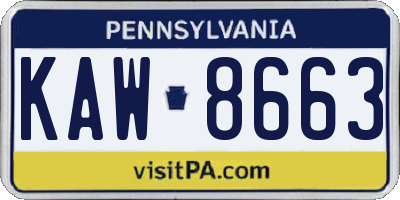 PA license plate KAW8663
