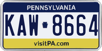 PA license plate KAW8664