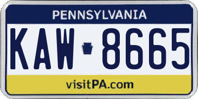 PA license plate KAW8665