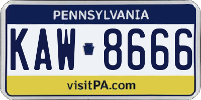 PA license plate KAW8666