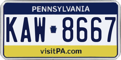 PA license plate KAW8667