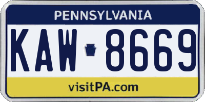 PA license plate KAW8669