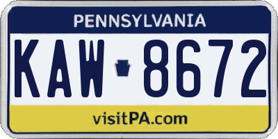 PA license plate KAW8672
