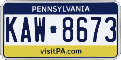 PA license plate KAW8673
