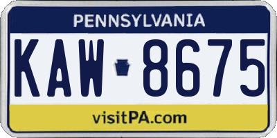 PA license plate KAW8675