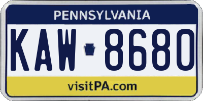 PA license plate KAW8680